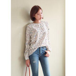 Collared Flower Pattern Top