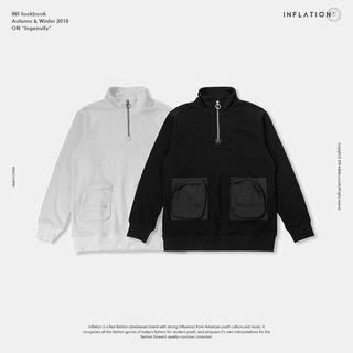 Pocket-accent Zipper-front Pullover
