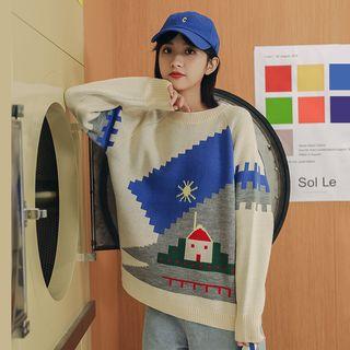 Printed Sweater Almond - One Size