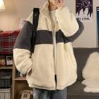 Color-block Fleece Oversize Jacket