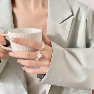 Set Of 2: Flower / Faux Pearl Ring (various Designs)
