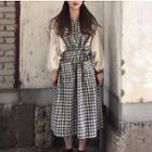 Mock Two-piece Long-sleeve Gingham Panel Midi A-line Dress As Shown In Figure - One Size