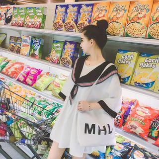 Elbow-sleeve Sailor Collar A-line Dress
