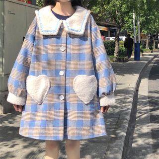 Sailor Collar Plaid Single-breasted Coat