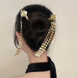 Retro Chain Hair Stick 1 Piece - Hair Stick - Tassel - Gold - One Size
