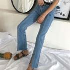 Fray Front-slit Boot-cut Jeans