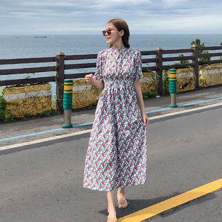 Cutaway-back Floral Print Dress