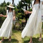 Pintuck Lace Long Pinafore Dress Ivory - One Size