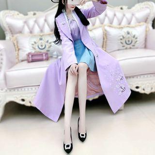 Single-breasted Embellished Long Coat