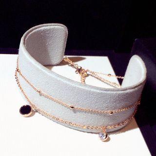 Disc Rhinestone Layered Bracelet 1 Pc - Gold - One Size