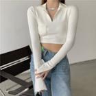 Pocket Long-sleeve Top As Shown In Figure - One Size