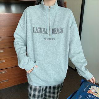 Long-sleeve Half-zip Embroidered Sweatshirt