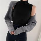 Sleeveless Mock-neck Knit Top / Shrug Cardigan