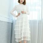 Lace-tiered A-line Midi Dress