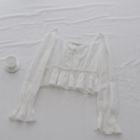 Long-sleeve Ruffle Blouse Off-white - One Size