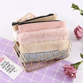 Color Block Fluffy Pouch