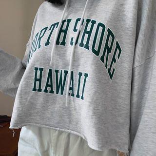 Letter-printed Cropped Boxy Hoodie