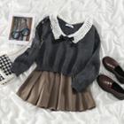 Bow-accent Sweater / Pleated Skirt