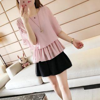 Short-sleeve Gathered-waist Top
