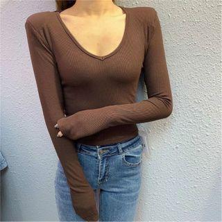 Long-sleeve V Neck T-shirt