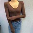 Long-sleeve V Neck T-shirt