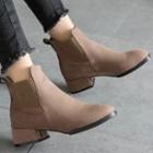 Block Heel Faux-leather Chelsea Ankle Boots