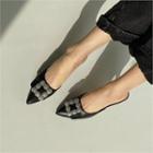 Rhinestone-buckle Pointy Mules