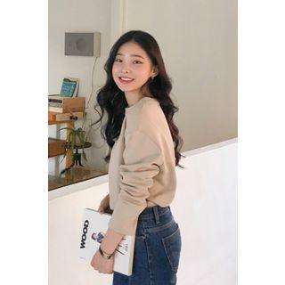 Plain Cotton T-shirt Beige - One Size