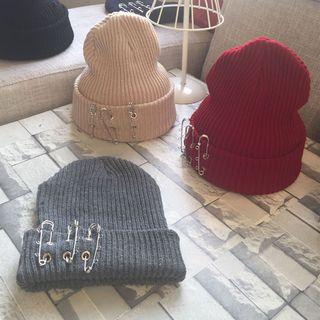 Safety Pin Detail Beanie