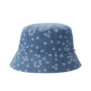 Flower Print Denim Bucket Hat