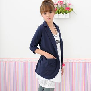 Jersey Boyfriend Blazer Navy Blue - One Size