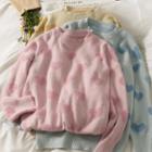 Round-neck Embroider Heart Oversize Sweater