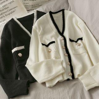 Contrasted Loose-fit Cardigan