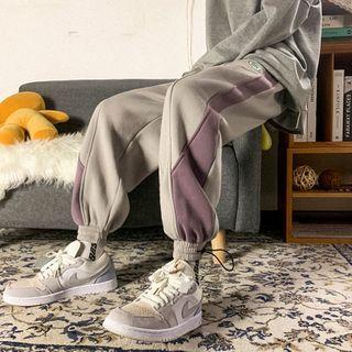 Contrast-trim Fleece-lined Harem Pants