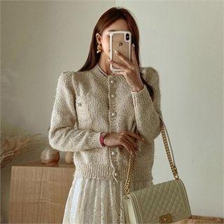 Crew-neck Glitter Cardigan
