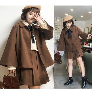 Set: Buttoned Blazer + Pleated Mini Skirt