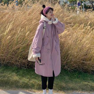 Zipped Long Parka Light Purple - One Size