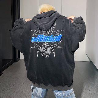 Printed Letter Hooded Oversize Sweatshirt