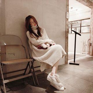 Waffle-knit Sweater Dress