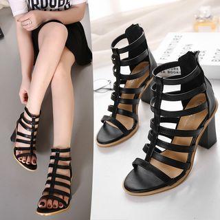 Caged Chunky Heel Sandals