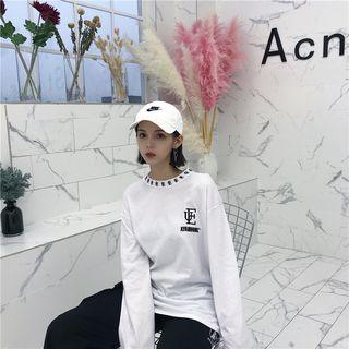 Long-sleeve Embroidered Plus Size T-shirt