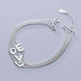 925 Sterling Silver Love Lettering Layered Bracelet S925 Silver - As Shown In Figure - One Size