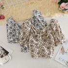 Bow Floral Puff-sleeve Top