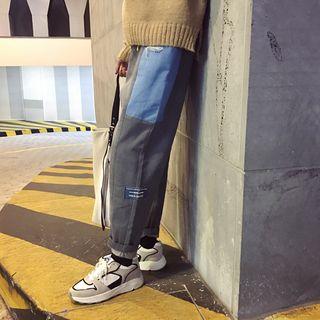 Color Panel Drawstring Jeans