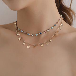 Alloy Star Evil Eye Layered Necklace