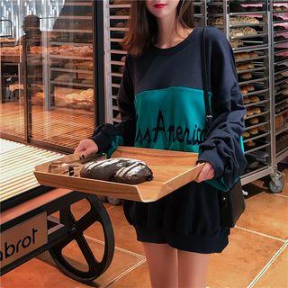 Long Sleeve Printed Pullover Blue - One Size