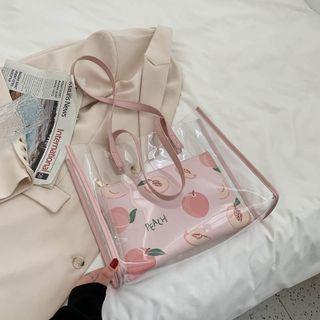 Set: Pvc Tote Bag + Fruit Print Pouch