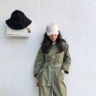 Plain Long-sleeve Loose-fit Jumpsuit