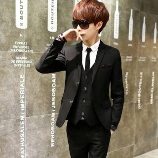 Set: Blazer + Vest + White Shirt + Dress Pants + Tie + Bow Tie