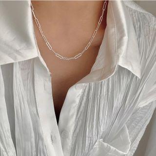 Layered 925 Sterling Silver Necklace Silver - One Size